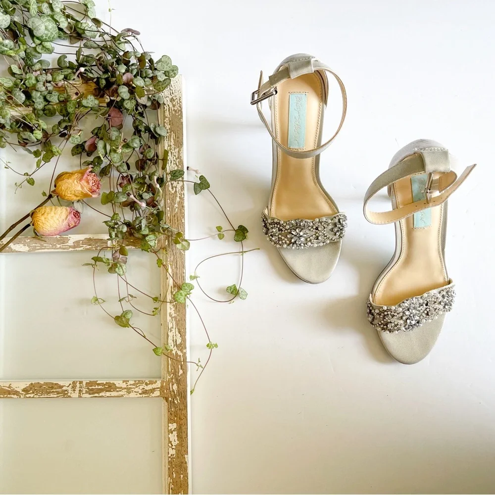 Betsey Johnson Silver Heels with Pearls